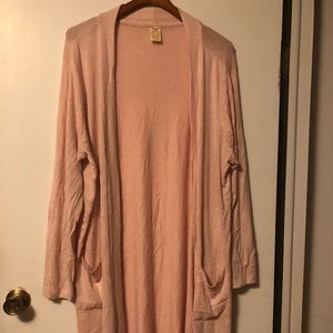 Long Blush Pink Plus Size Cardigan Duster